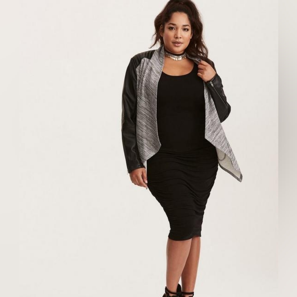Black Shirred Jersey Bodycon Dress (P3-15)